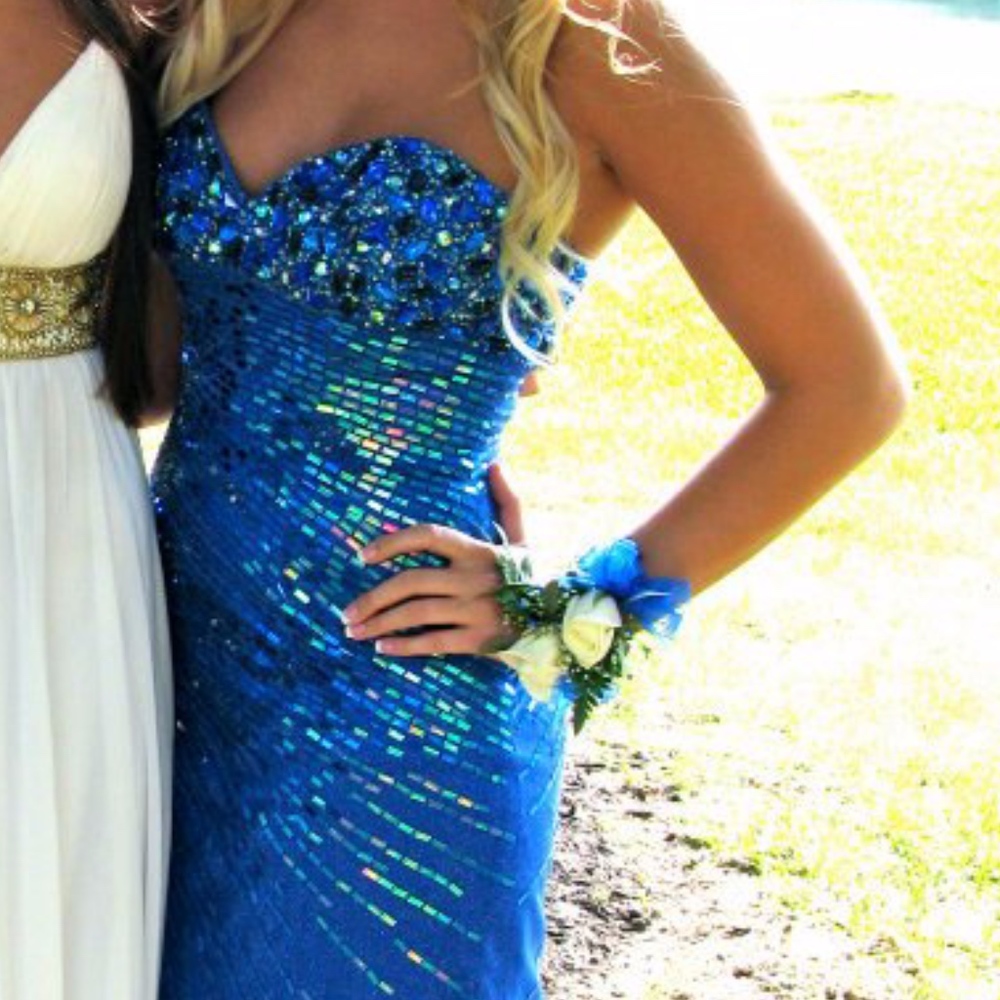 Jovani Royal Blue Sequence SZ 6 Formal  Dress